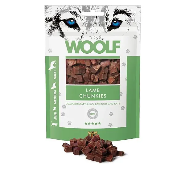 Woolf Lamb Chunkies Λιχουδιές Σκύλου κομματάκια Αρνιού 100g
